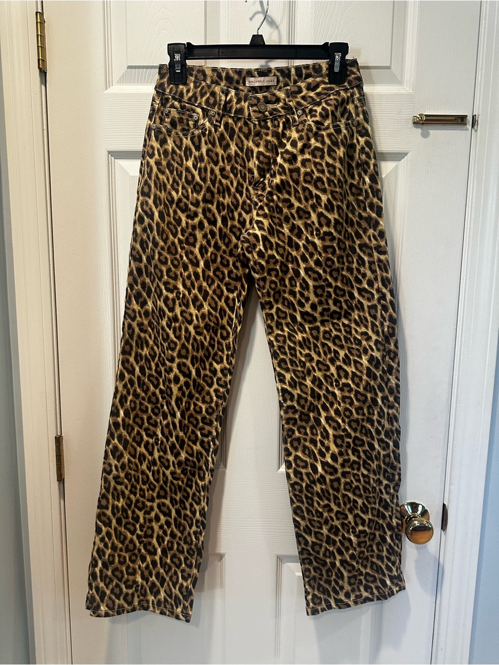 Juniors size “Sincerely Jules” Leopard Print Jeans in Brown and Black